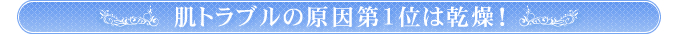 肌トラブルの原因第1位は乾燥！